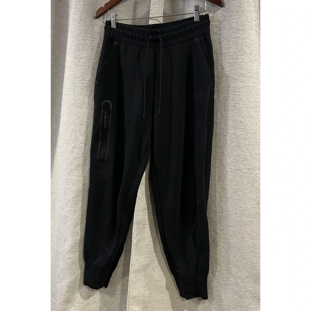 Nike Tech Fleece‎ Pants Mens Medium Black Joggers Tapered Zipper Pocket